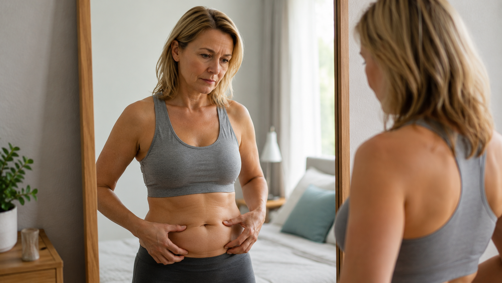 Žena između četrdesete i pedesete godine prati promjene svog tijela u perimenopauzi